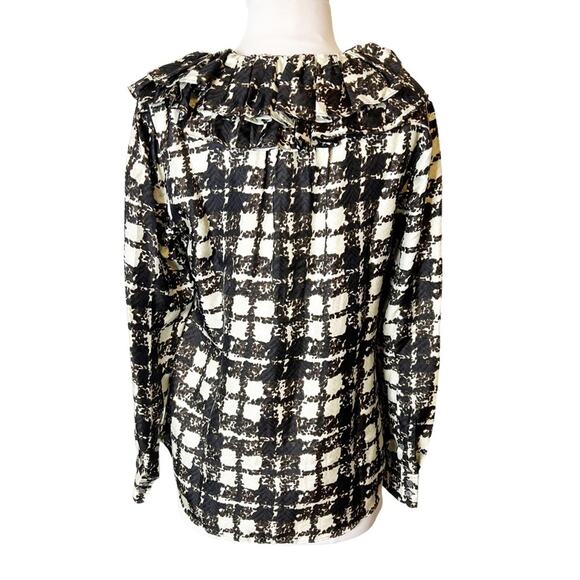 J. Crew Collection Silk Twill Ruffle Collar Blouse in Plaid - Picture 7 of 7